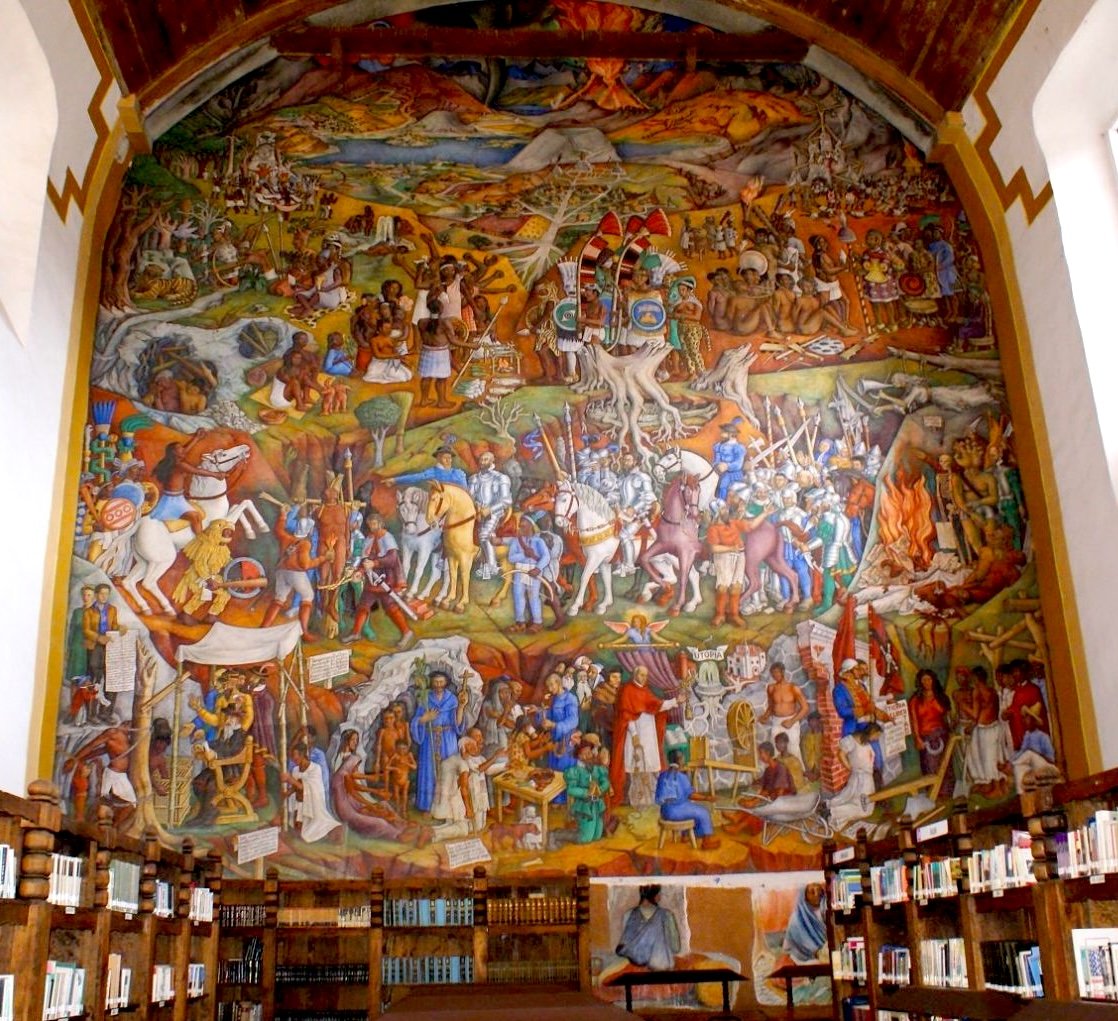 El mural que lo cuenta todo: la historia de Michoacán en la Biblioteca Pública de Pátzcuaro